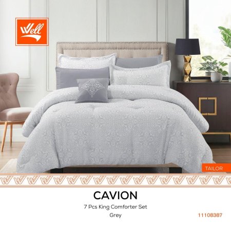 طقم تخت كنج سايز Cavion grey ٧ قطع