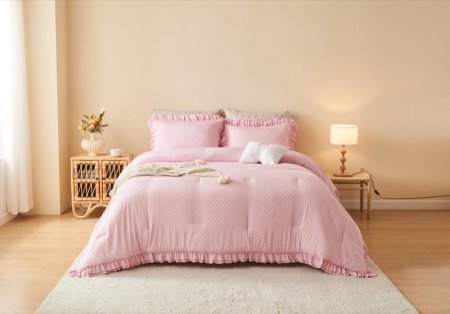 طقم تخت Mary pink مفرد ونص ٥ قطع