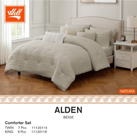 طقم تخت كنج سايز 9 قطع Alden beige