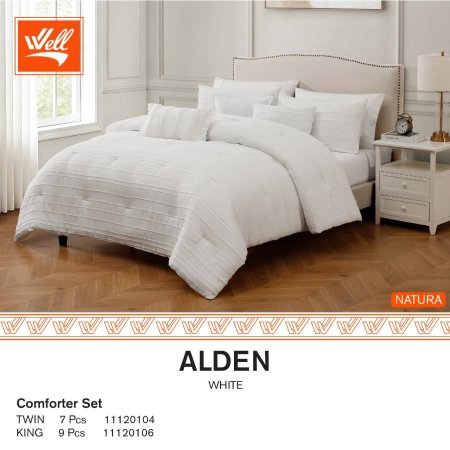 طقم تخت كنج سايز 9 قطع Alden white