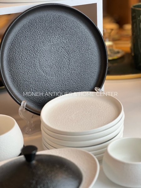 طقم 7 قطع جاط و 6 صحون مبزر ابيض واسود