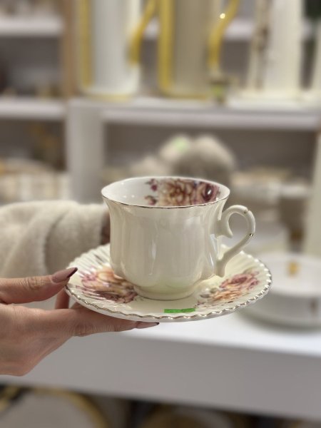 فناجين شاي  انجليزي مورد جوري عدد 6