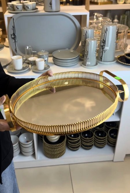 صينية معدن اطار سياج متعرج قاعدة مراي حجم وسط