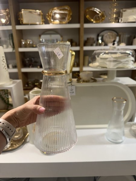 ابريق زجاج حلقة دهبي